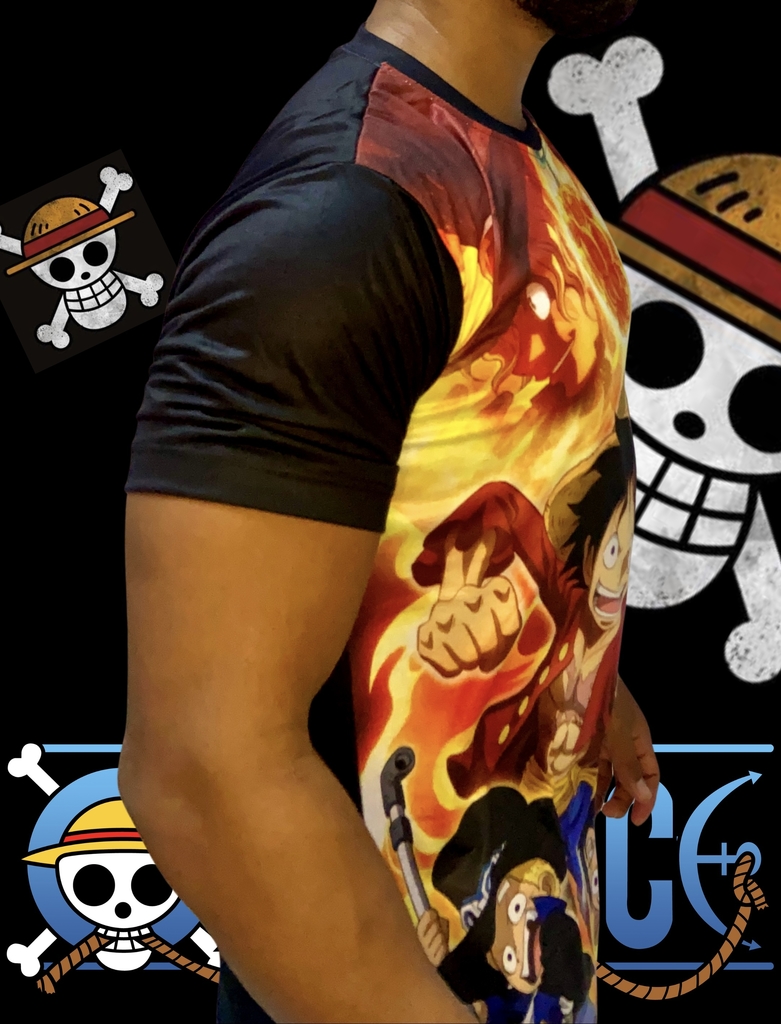 Camiseta One Piece Luffy Ace Sabo Unissex Anime - Kamisetas Otaku