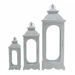 Farol de hierro y vidrio blanco grande - comprar online