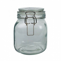 Frasco vidrio con clip metalico 1000 ml.