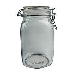Frasco vidrio con clip metalico 1500 ml.