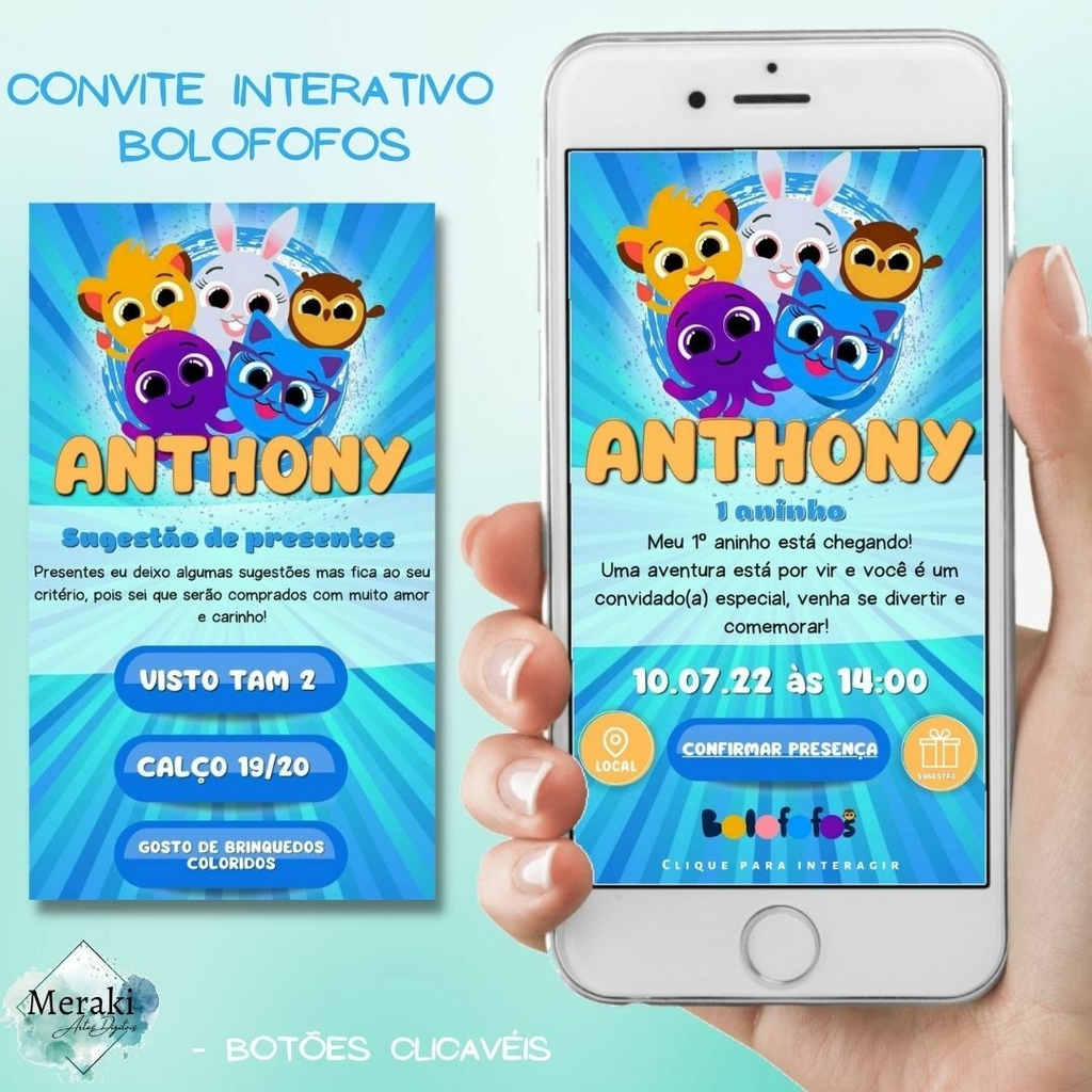 Convite bolofofos  Convite aniversario infantil, Aniversario