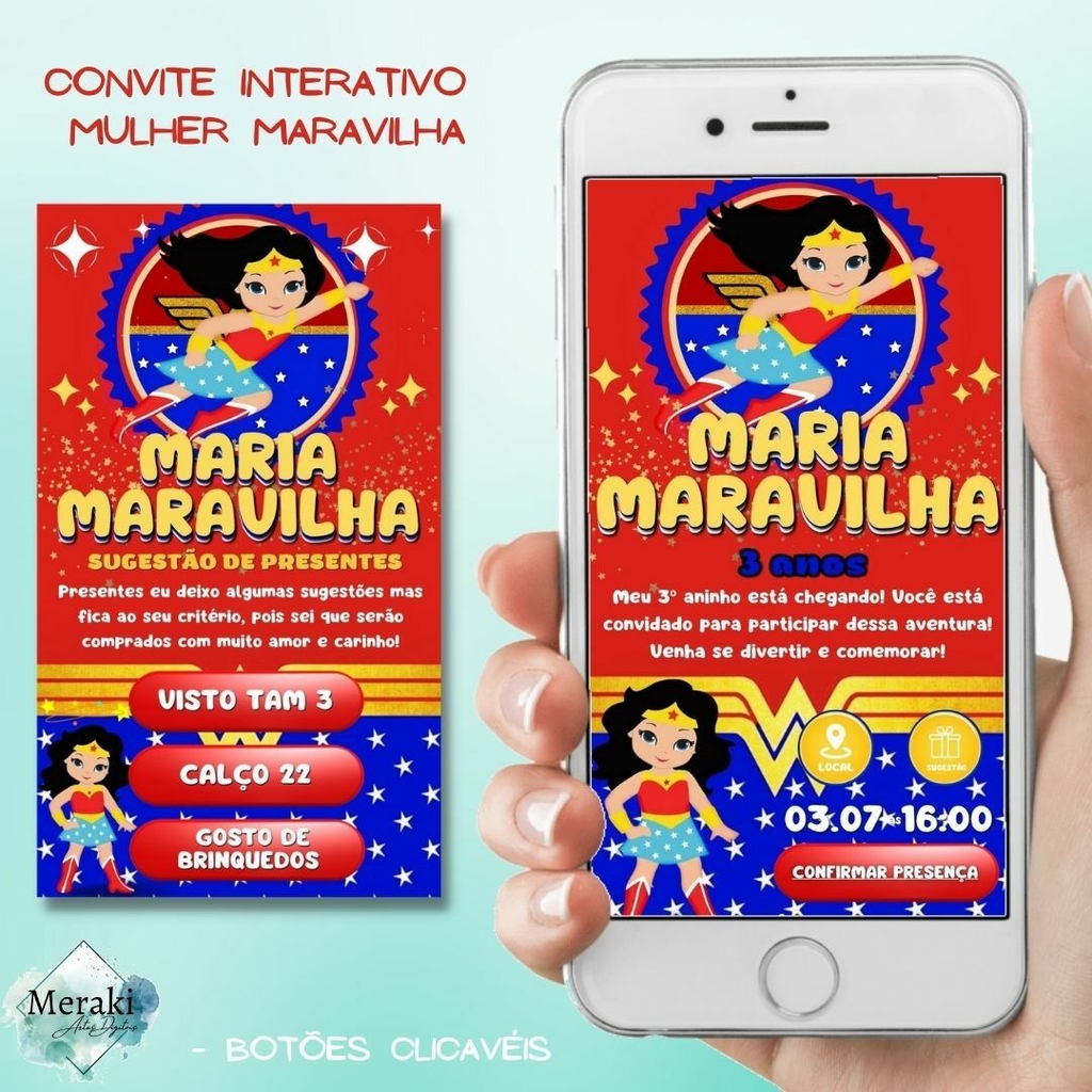 Convite aniversario mulher maravilha