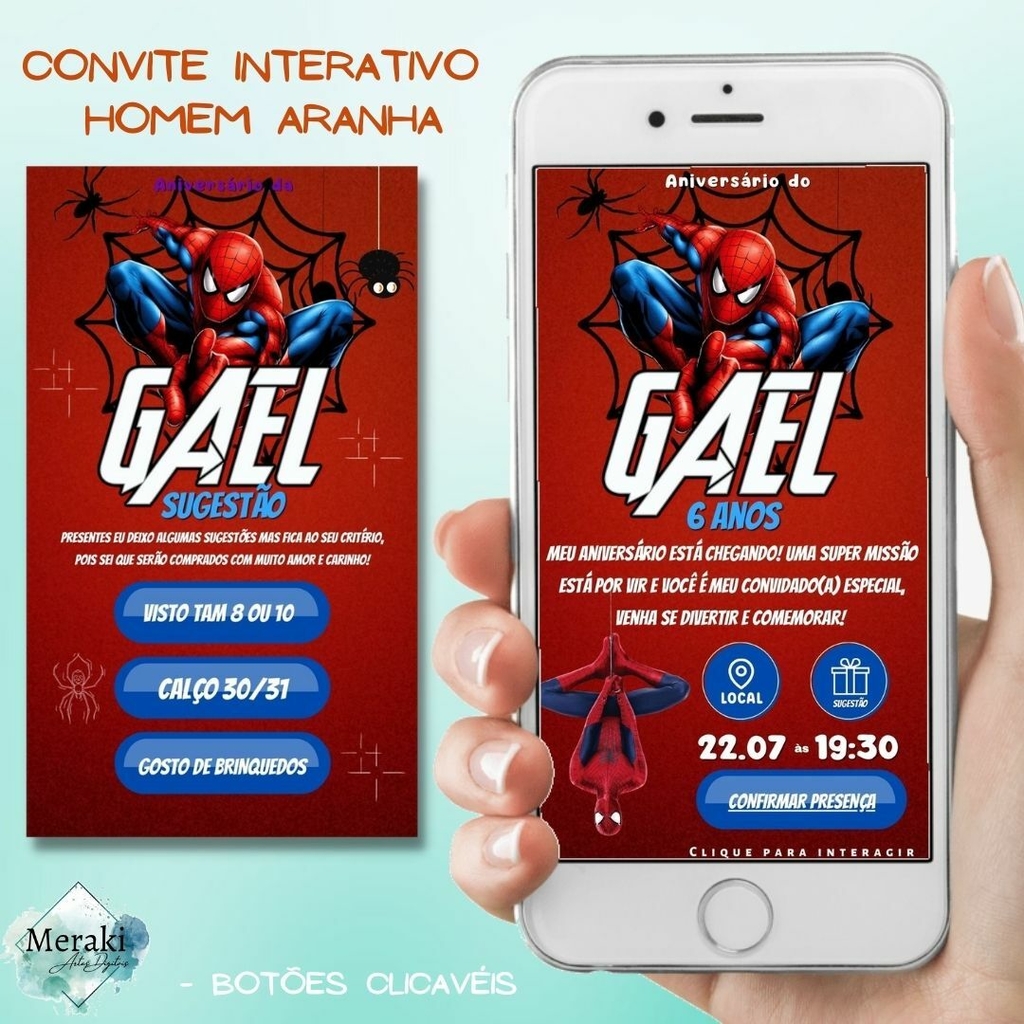 Convite aniversário do Homem-Aranha Personalizado. DIGITAL.