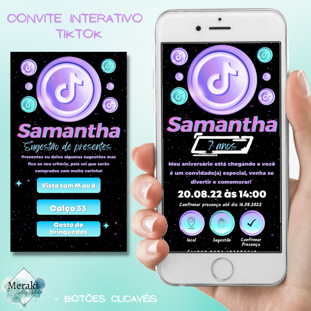 Convite Digital Whatsapp Aniversário Tik Tok