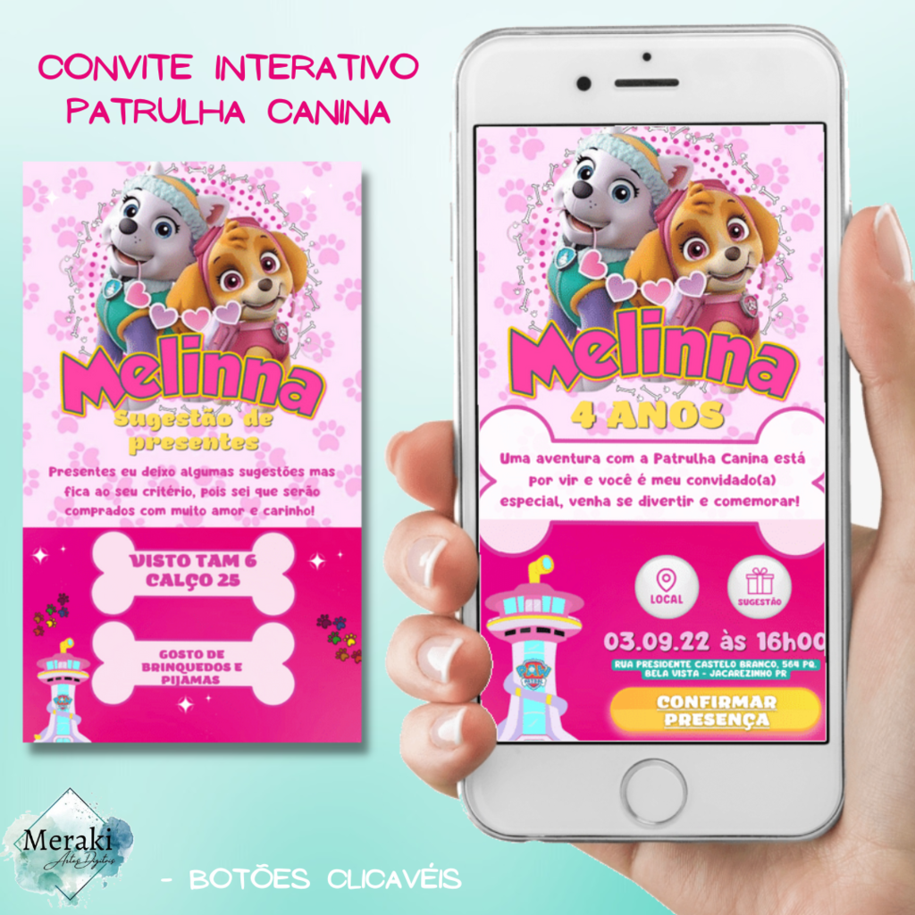 Convite Patrulha Canina - Animavite - Convites Digitais e Interativos