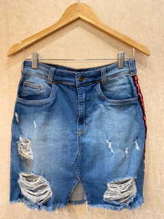 Saia Jeans Faixa Lateral
