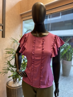 Blusa Babado Toque de Seda Roxo