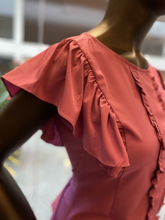 Blusa Babado Toque de Seda Roxo - comprar online