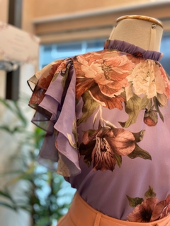 Blusa Floral Babado Lilás