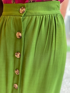 Saia Midi Botões Verde - Fino Look