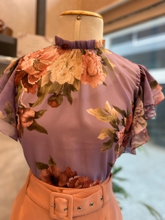 Blusa Floral Babado Lilás - Fino Look