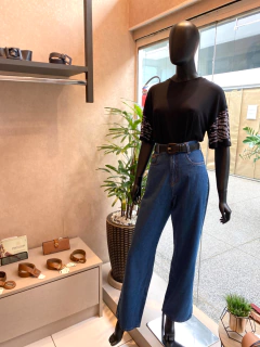 Blusa Malha Brilho Manga - Fino Look