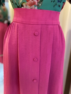 Saia Midi Botões Pink - comprar online