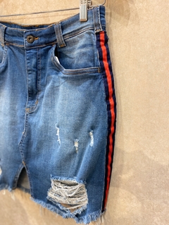 Saia Jeans Faixa Lateral - comprar online