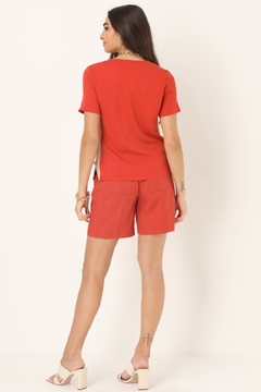 Blusa Viscose Botões Coral na internet