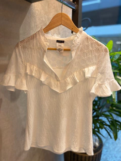 Blusa Crepe Detalhe Laise Off-white - comprar online