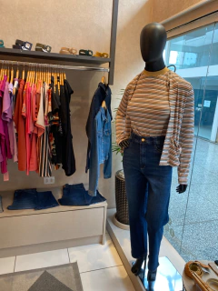 Cardigan Listrado Malha Canelada - comprar online