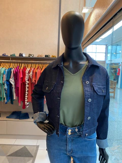 Jaqueta Cropped Jeans Escuro