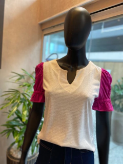 T-shirt Linho Manga Pink