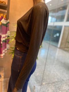 Blusa Canelada Tule Preta - comprar online