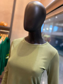 Blusa Decote Redondo Mg Longa Verde - comprar online