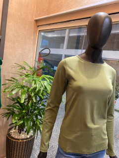 Blusa Decote Redondo Mg Longa Verde - Fino Look