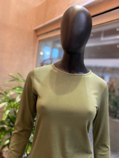 Blusa Decote Redondo Mg Longa Verde