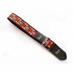 Cinta jacquard cuadrados rojo y negro