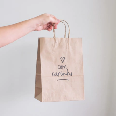 Sacola Kraft | Com Carinho (Preto)
