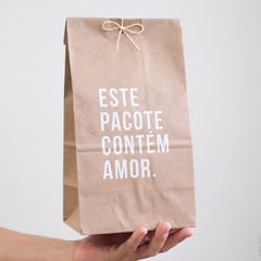 Saquinho Kraft Reforçado | Este Pacote Contém Amor (Branco) na internet
