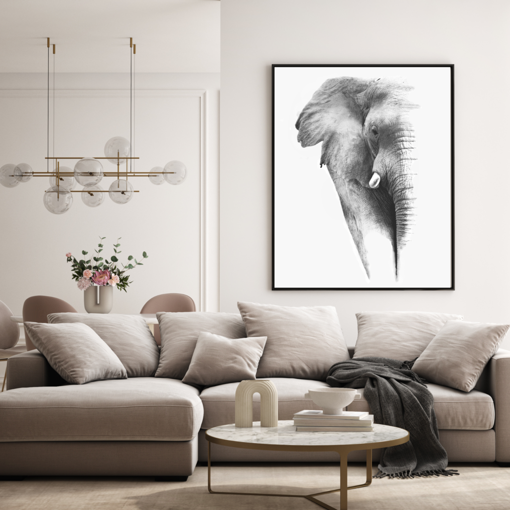 Quadro Decorativo Elefante Clean Comprar Em Moldecor