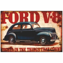 Chapa Vintage Ford V-8 Blue