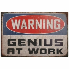 Chapa Vintage Warning Genius at Work