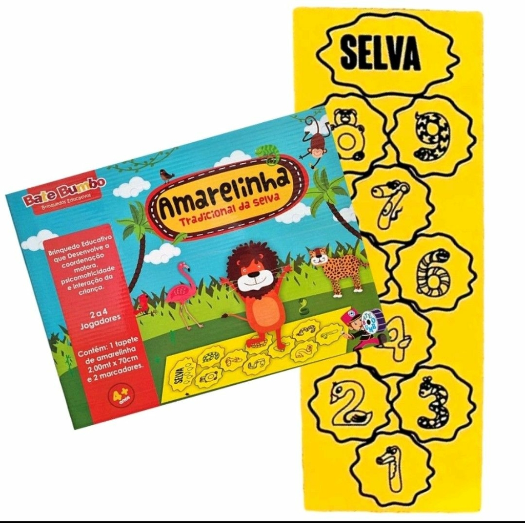 Amarelinha Tradicional da Selva Jogo Educativo de Entretenimento de 2 a 4  Jogadores Brinquedos Bambalalão Brinquedos Educativos