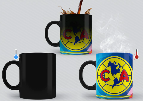 Taza mágica Águilas del América cerámica 11 oz, futbol liga mx