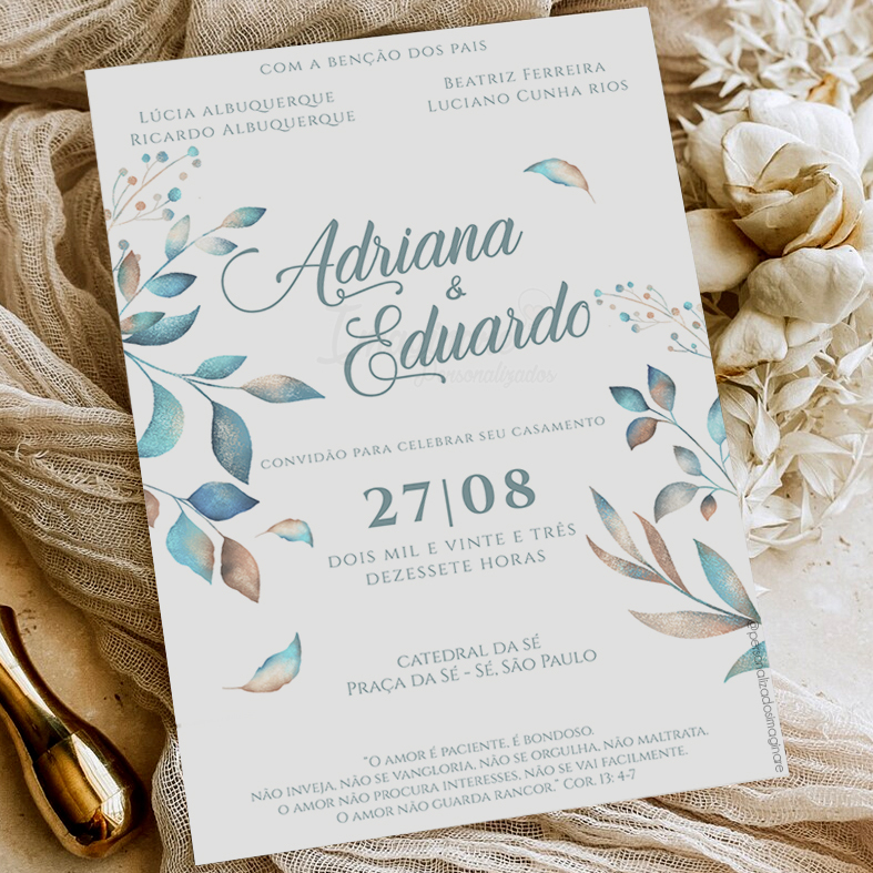 Convite de Casamento Azul Convite De Casamento