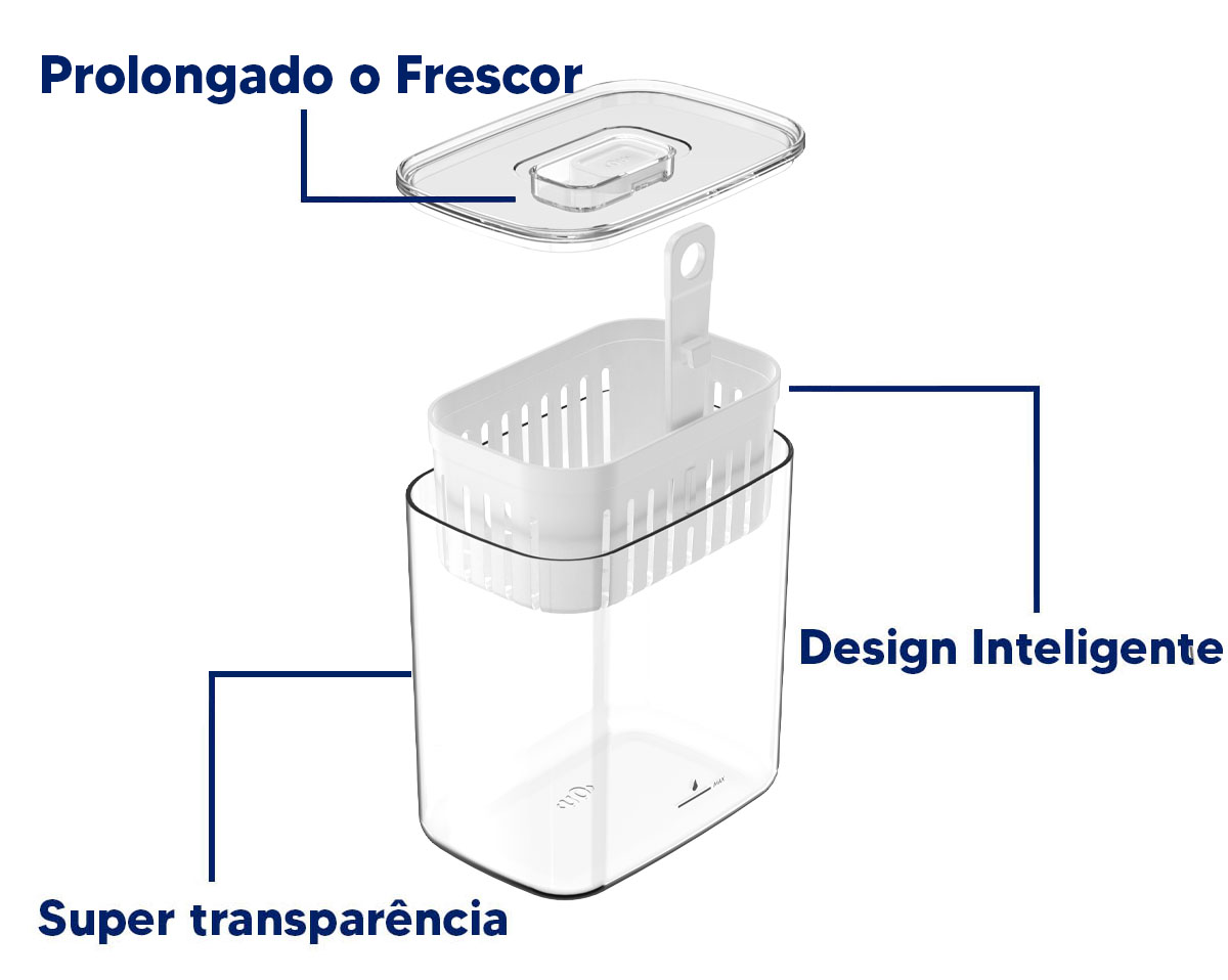 Organizador de Temperos Clear Fresh para Geladeira com Frescor Prolongado