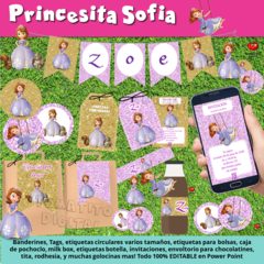 Kit imprimible Candy bar Princesa Sofia