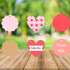 Kit imprimible Tags Editables Día de los enamorados - TOMATITO DIGITAL