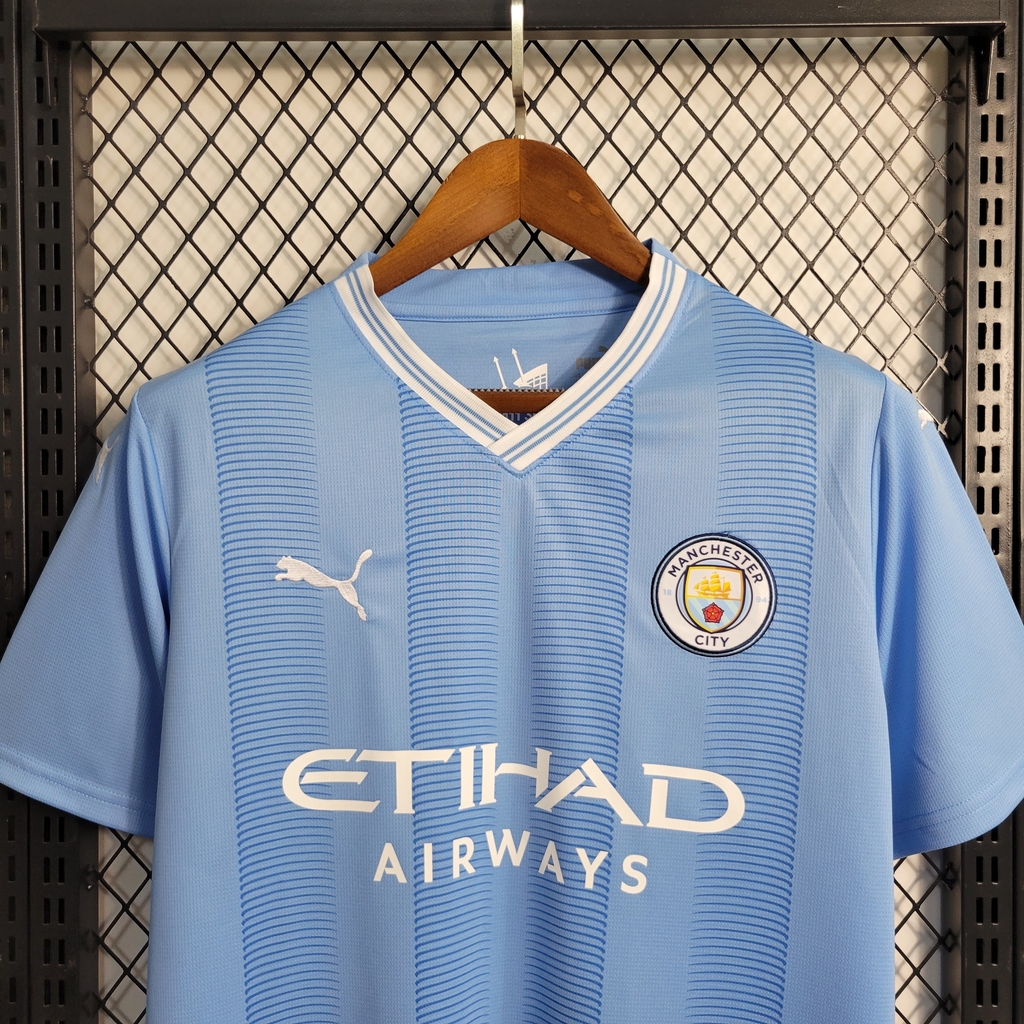 Camisa Manchester City 23/24 Versão Jogador Pré-Jogo - Azul - Imports do  vale