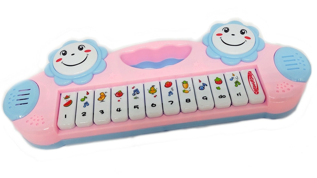 Teclado Piano Musical Educativo Brinquedo Infatil com 13 Teclas  Interatiuvas (Rosa)