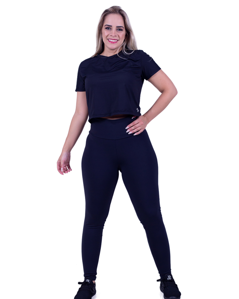 Calça Legging Academia Hoopfi com Filetes Cós Alto OX Preto