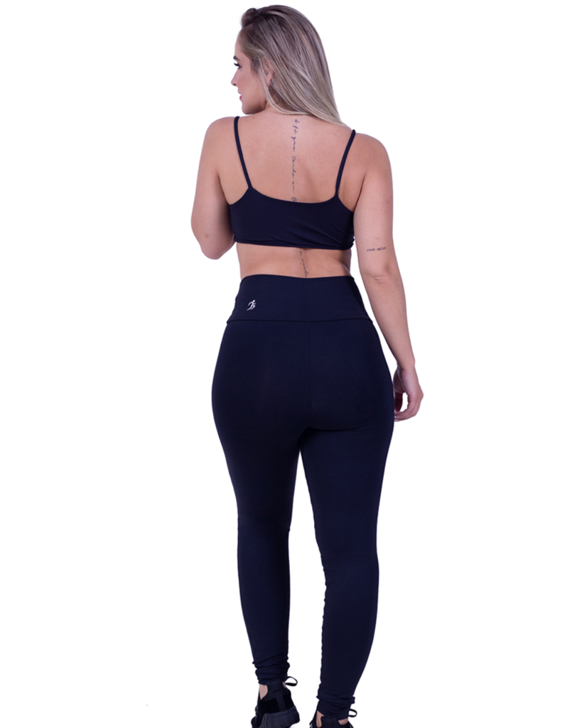 Calça Legging Academia Hoopfi com Filetes Cós Alto OX Preto