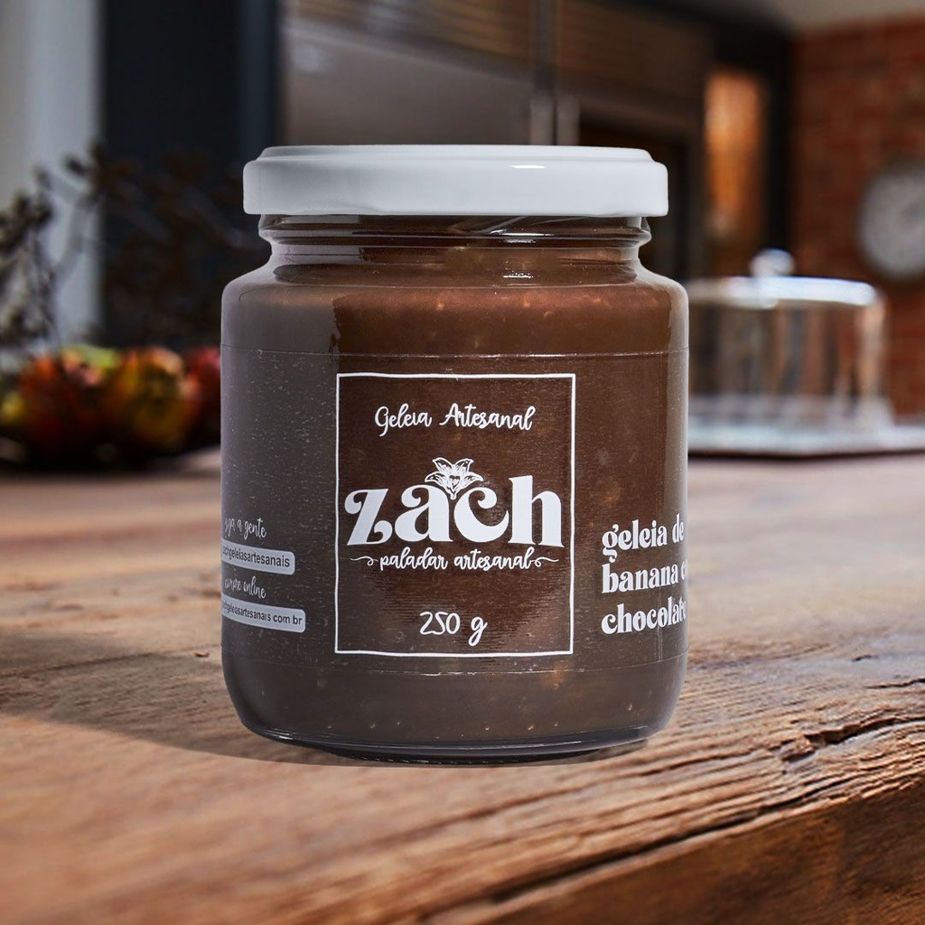 Geleia artesanal de banana com chocolate sem conservantes 250g Zach