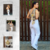 Bolso / mochila wayuu pequeña unisex tres borlas beige/cafe