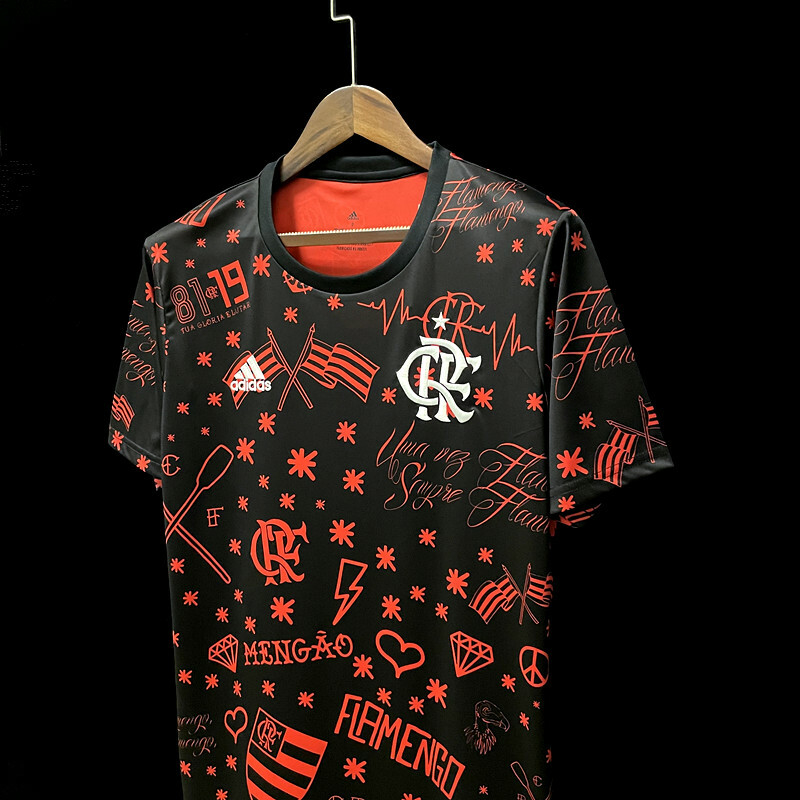 Camisa Flamengo Pré-Jogo 2022/2023 – Preta e Vermelha – Masculina – Todos  os Patrocinadores – KS Sports – Camisas de Times e Seleções