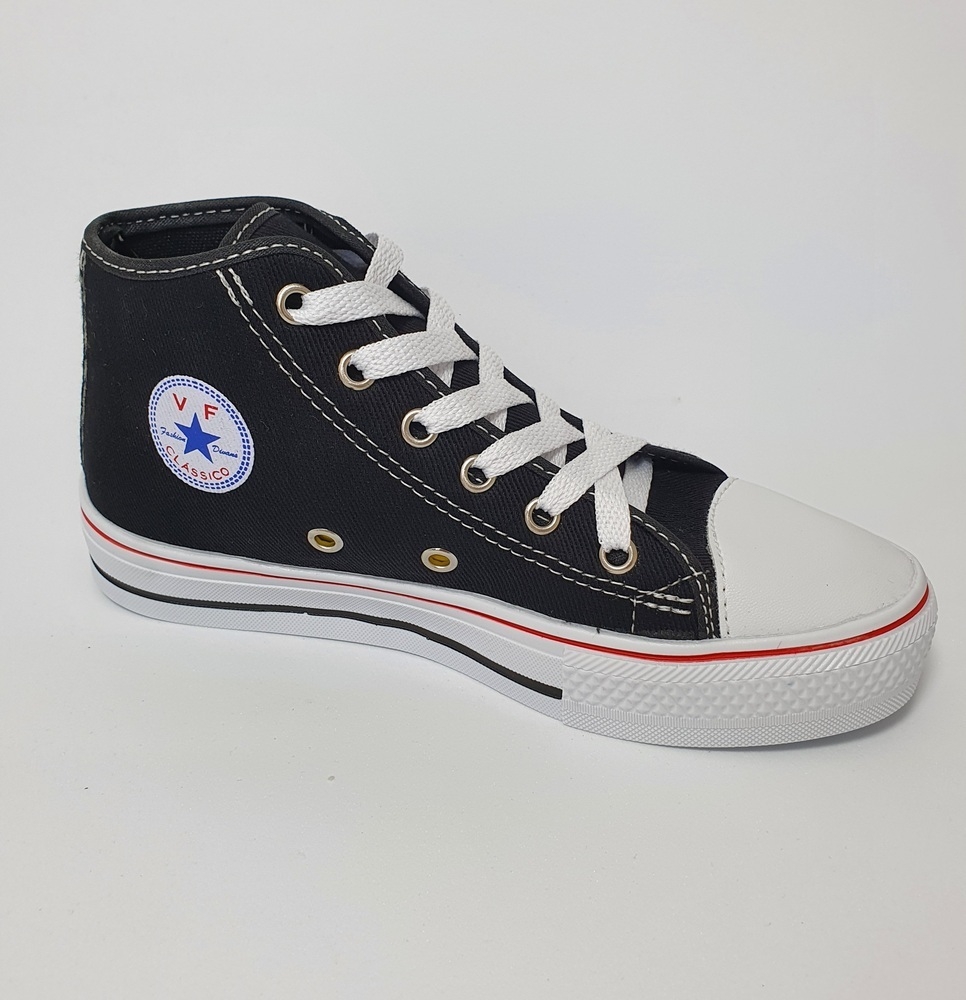 Tenis feminino all star preto cano alto original