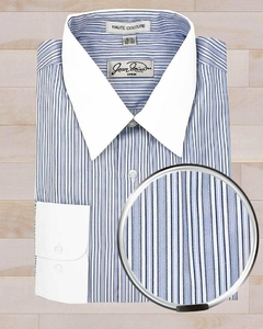 Camisa Azul Puños y cuello Blanco - Tienda Habers