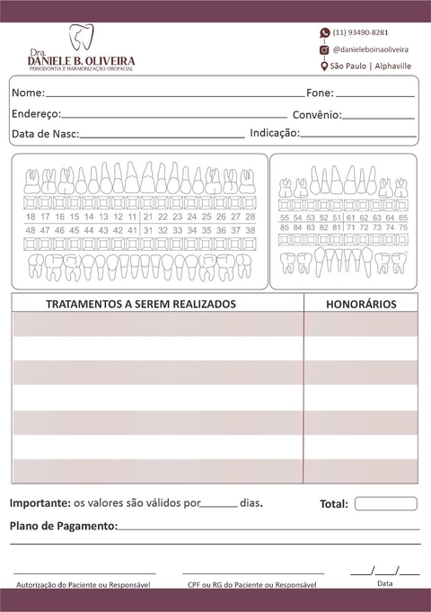 Ficha clínica odontológica c/ anamnese 100 folhas urgedonto - Bloco de  Notas - Magazine Luiza