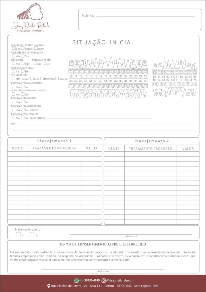 Anamnese Odontológica 100 Folhas - PetterImpress